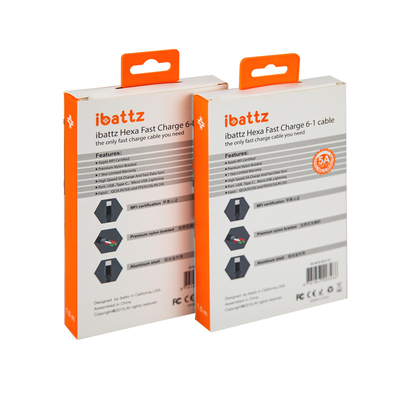 157gm การเคลือบข้อมูลเคเบิลกล่องบรรจุกล่องกระดาษกล่องที่มีหน้าต่างโปร่ง