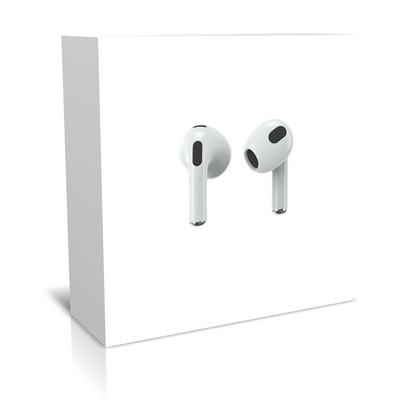 กล่องบรรจุภัณฑ์ airpods กระดาษแข็งสีขาวแบบกำหนดเองสำหรับหูฟังเอียร์บัดไร้สาย