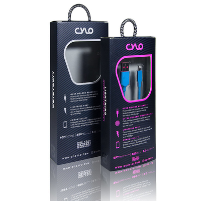 กล่องบรรจุภัณฑ์สายชาร์จข้อมูล CMYK สำหรับอุปกรณ์โทรศัพท์มือถือ