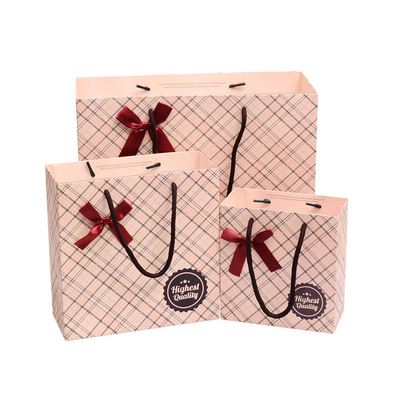 Offset Printing Creative Plaid Business Gift Bag สำหรับเครื่องประดับ