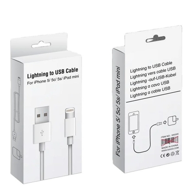 กล่องกระดาษที่กําหนดเอง สป๊อต UV USB เคเบิลชาร์จเคเบิลข้อมูล การออกแบบกล่องบรรจุ
