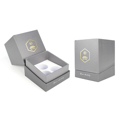 กล่องกระดาษกรอกสีเทาหรู Custom EVA Gold Stamping กระดาษเครื่องสําอาง