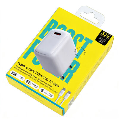 โลโก้ที่กําหนดเอง พิมพ์ กล่องบรรจุเครื่องชาร์จ USB-C 30W พร้อมหน้าต่างกระปุกกระปุกสําหรับเครื่องชาร์จโทรศัพท์